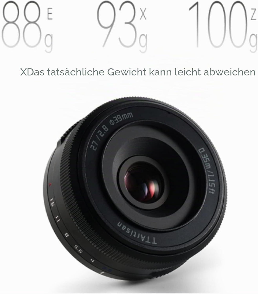 TTARTISAN 27mm F2.8 Objektiv Autofokus APS-C für spiegellose Kamera nur für Sony E-Mount Kameras A50