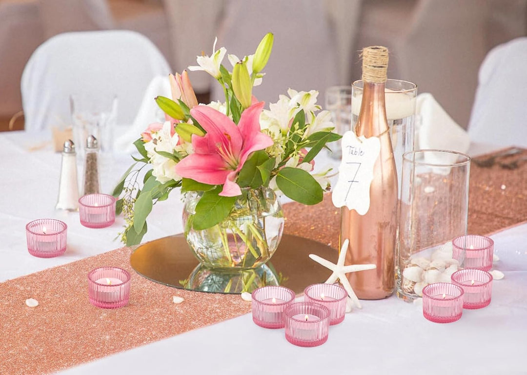 HofferRuffer Teelichthalter, 12 Stück, Glas-Teelichthalter für Abendessen, Hochzeit, Party, Weihnach