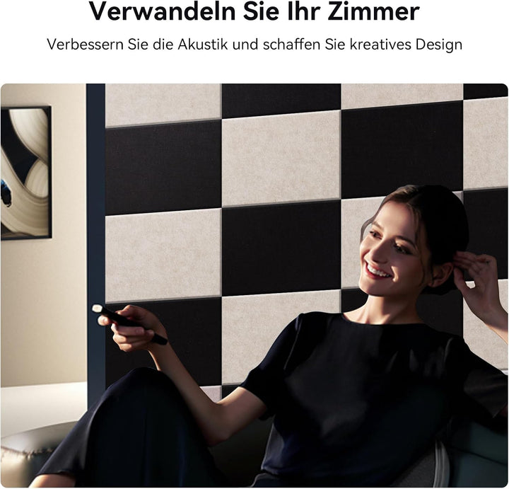12 Stück Akustikplatten selbstklebend, Abdeckung 1.44㎡, 30*40*0.9cm, Schallschutz & Schalldämmung fü