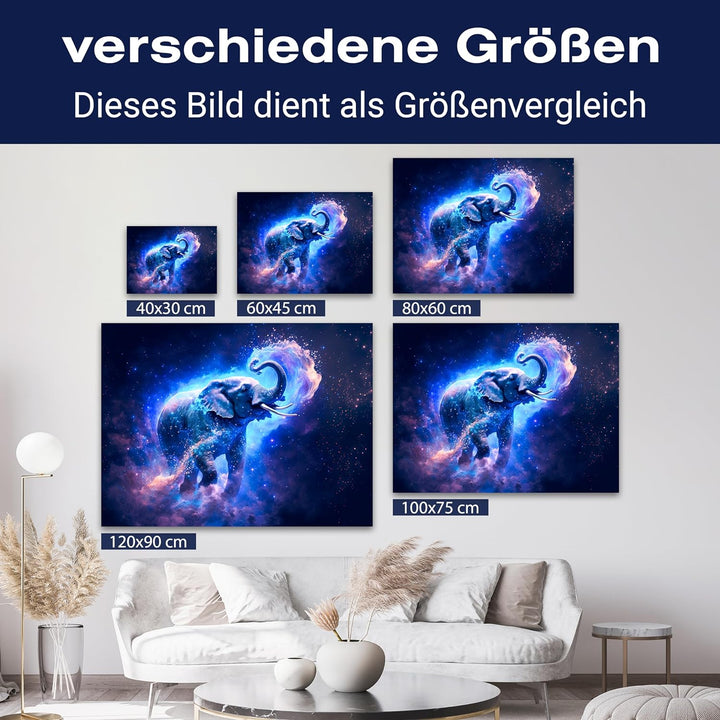 wandmotiv24 Leinwandbild Fantasy, 100x75cm, Querformat, Elefant, Deko, Bilder auf Leinwand, Wanddeko