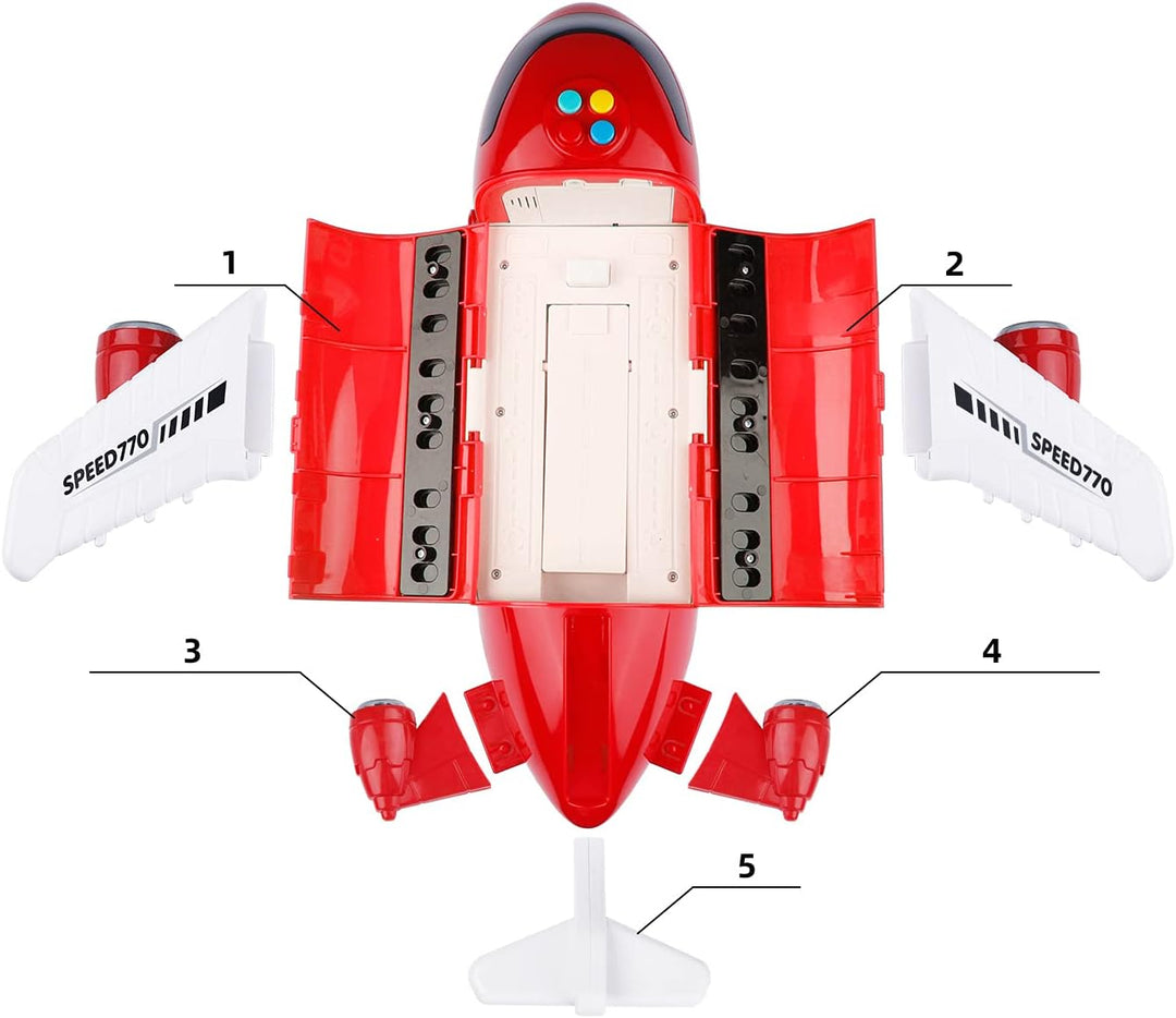 Jenilily Feuerwehr Flugzeug Spielzeug Auto mit Verkehrsschilder  Kleinkind Transporter Spielzeugauto