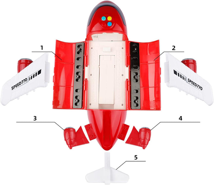 Jenilily Feuerwehr Flugzeug Spielzeug Auto mit Verkehrsschilder  Kleinkind Transporter Spielzeugauto