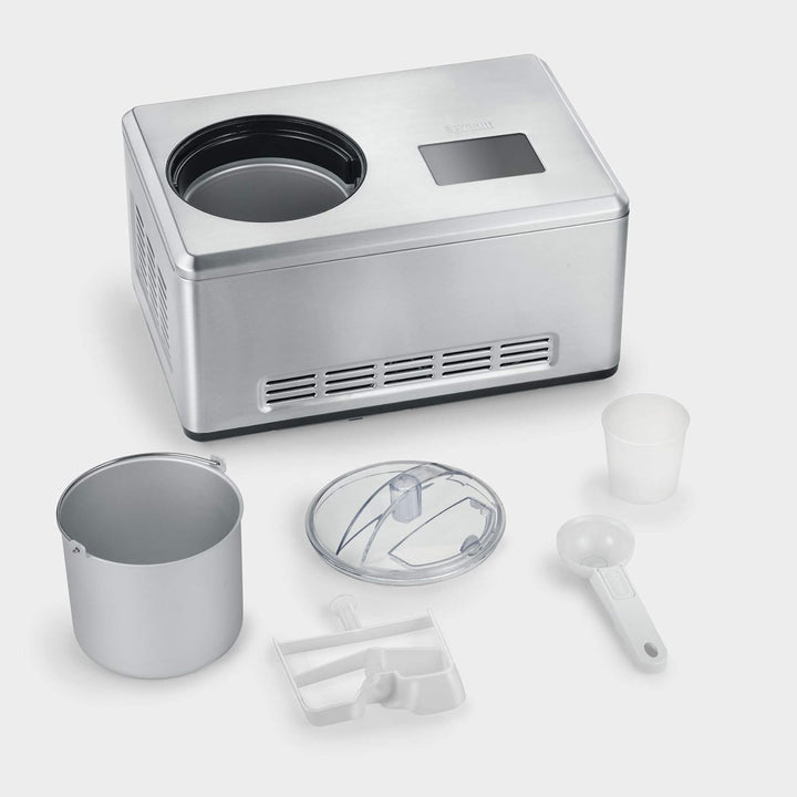 Severin 2-in-1 Eismaschine mit Joghurtfunktion, Inkl. Eisbehälter (2L) und Rezeptbuch, Digitaler Tim