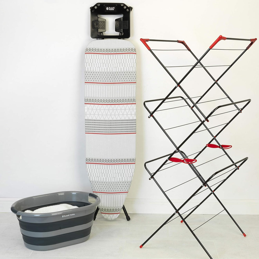 Russell Hobbs LA053879GRYEU ovaler zusammenklappbar faltbarer wäschekorb/wanne, 27L gross waeschekor