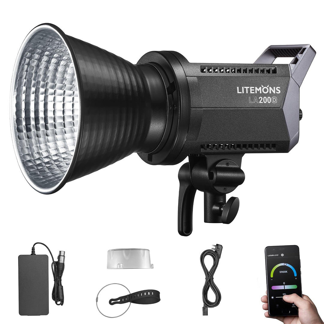 Godox LA200D 230W LED Tageslicht Videoleuchte,5600K CRI 96+ TLCI 97+,101000lux@1m Studiolicht Fotogr