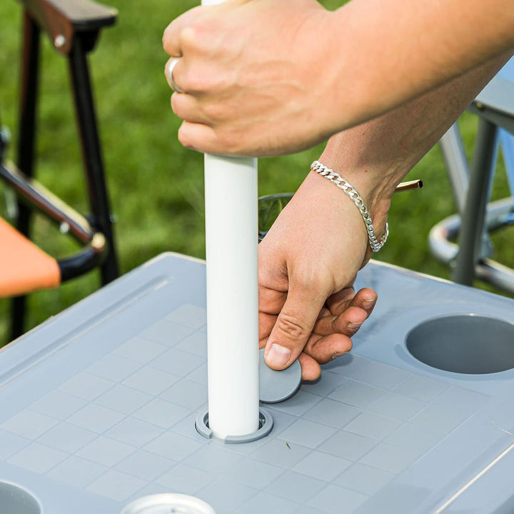 botle Gartentisch Strandtisch Grau Pooltisch aus Kunststoff gemütlich leicht Schirmloch Bis zu 35mm