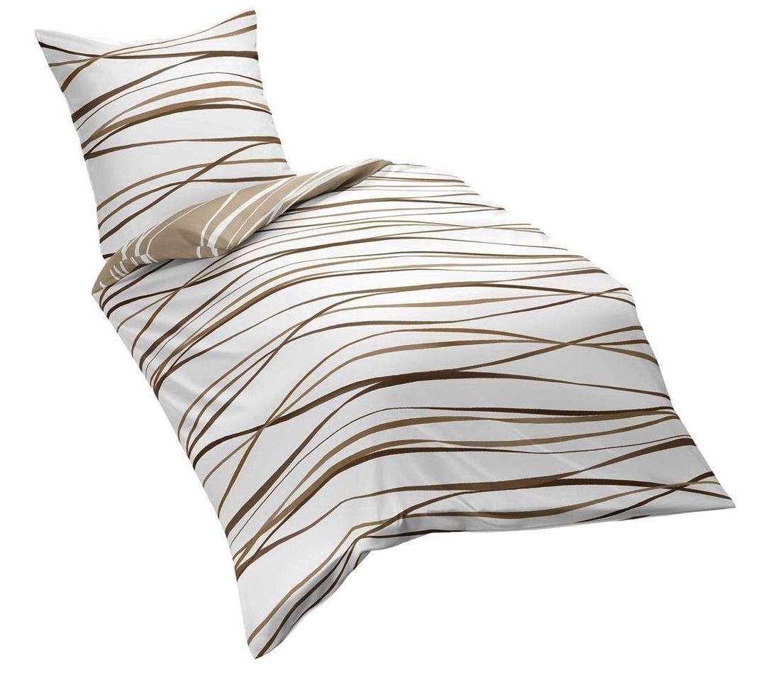 Kaeppel Mako Satin Bettwäsche Essential Motion Grösse 135x200+80x80 cm Farbe Natur 135 x 200 cm Natu