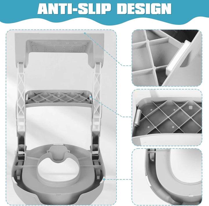 Toilettensitz Kinder mit Treppe, 2 in 1 Töpfchen für Kinder Toilettenaufsatz Kinder mit Spritzschutz