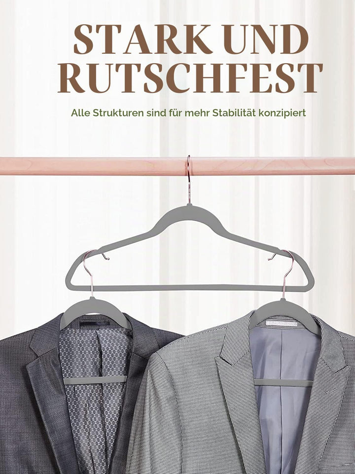 HOUSE DAY Kleiderbügel Samt 50 Stück, Kleiderbügel Platzsparend, Anzugbügel, Dünne Hosenbügel rutsch