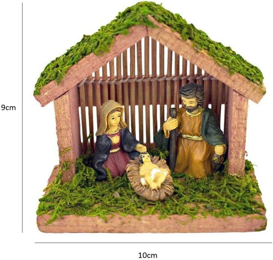 Geri Weihnachtskrippe – traditionelles Mini-Krippe mit Jesus-Figur, Weihnachtsdekoration