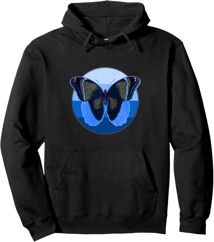 Retro Butterfly 1980er Jahre Blue Ocean Design Pullover Hoodie