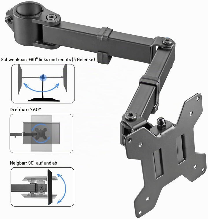 Suptek Single Swivel Arm und VESA Plat für alle Monitorständer MD6DB, Schwarz