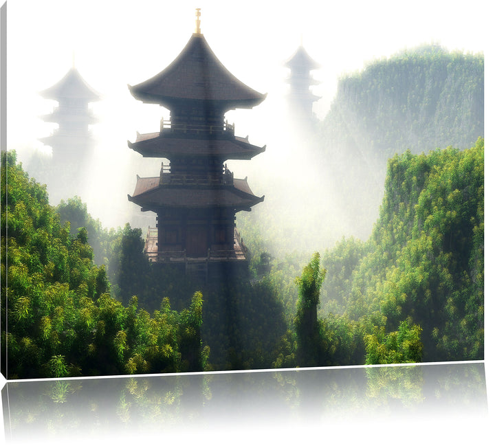 chinesische Häuser, Format: 100x70 auf Leinwand, XXL riesige Bilder fertig gerahmt mit Keilrahmen, K