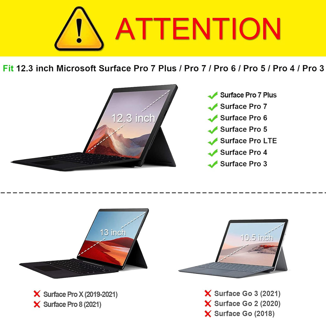 FINTIE Hülle für Microsoft Surface Pro 7+/ 7/6/ 5/4/ 3 Tablet 12.3 Zoll - Multi-Sichtwinkel Hochwert