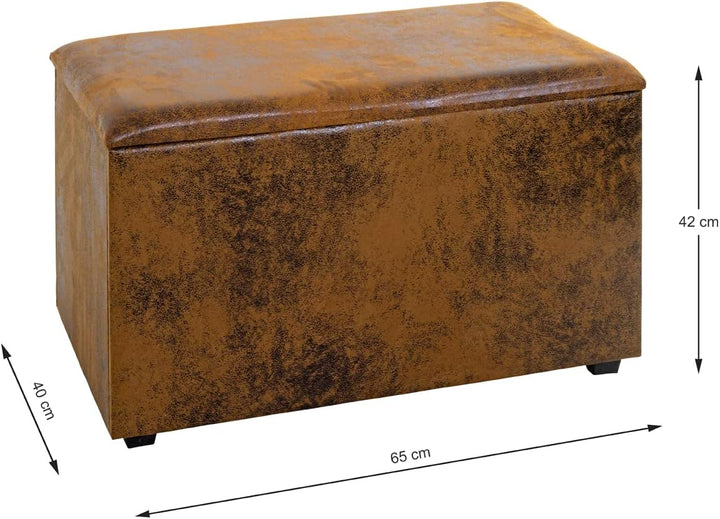 HAKU Möbel Sitztruhe, MDF, vintage-braun, B 65 x T 40 x H 42 cm vintage-braun 65 x 40 x H 42 cm Vint