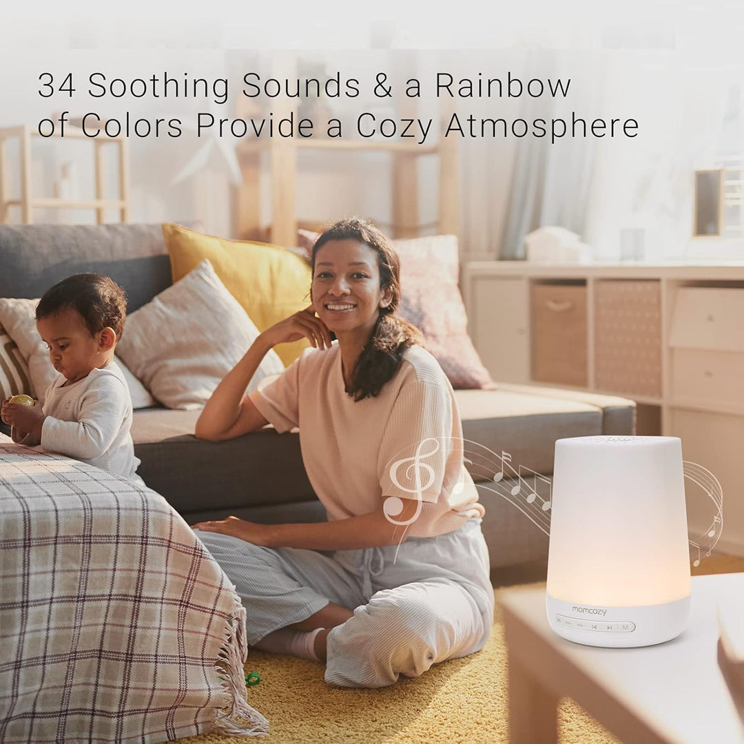 Momcozy DB03 White Noise Machine Baby, Mit 34 Geräuschen Therapy, Nachtlicht, 7 Farben APP-Steuerung