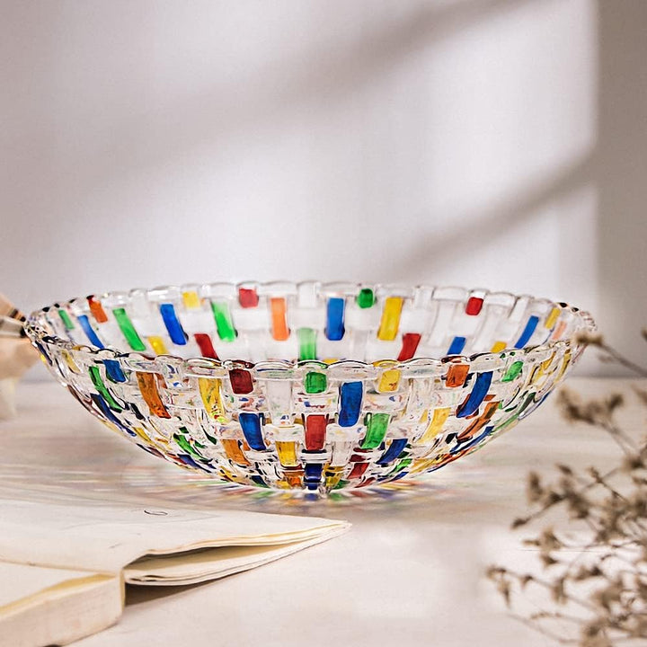 Handbemalte bunte gewebte Glas-Kristall-Salat- und Obstschale Dekoration, Mittelpunkt für Zuhause, B