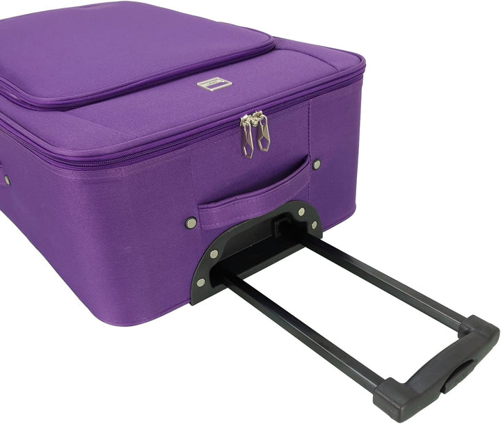 SIGN Stoffkoffer Trolley Reisekoffer Inline Rollen (Handgepäck-Mittel-Gross-Sehr Gross) (Lila, 4er S