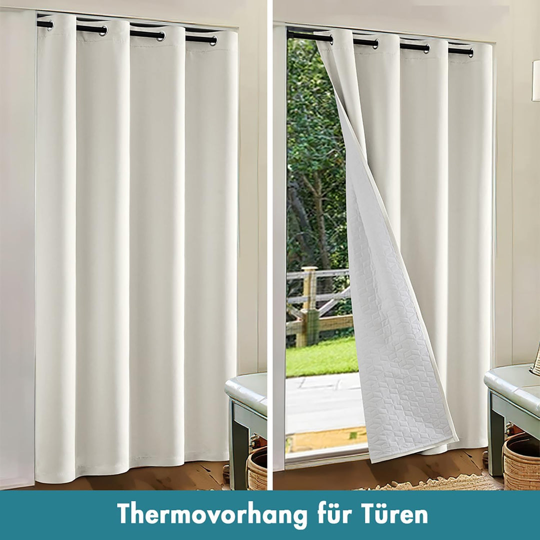 MIULEE Thermovorhang Kälteschutz mit Gestepptem Futter, Weiss Doppellagige Thermo Vorhang Gegen Kält