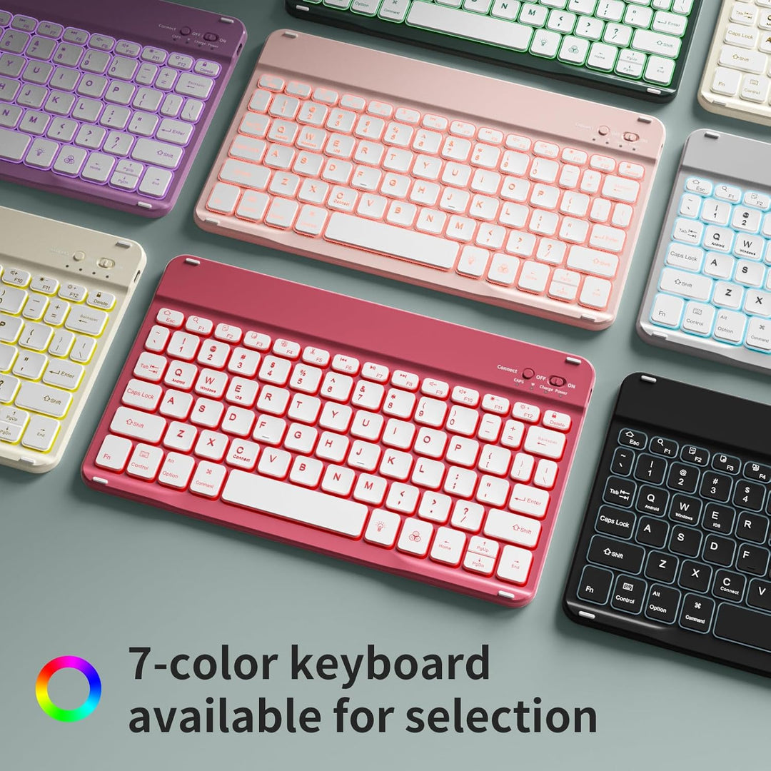 Hülle mit Tastatur für iPad 11 Generation A16/10 Generation (11/10.9 Zoll, 2025/2022), 7-farbige Bel