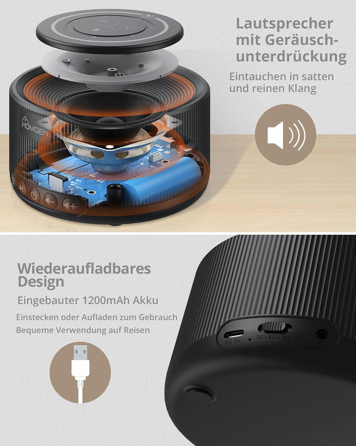 HOMGEN White Noise Machine Weisses Rauschen Maschine Einschlafhilfe Erwachsene Baby mit 3,5 mm Audio