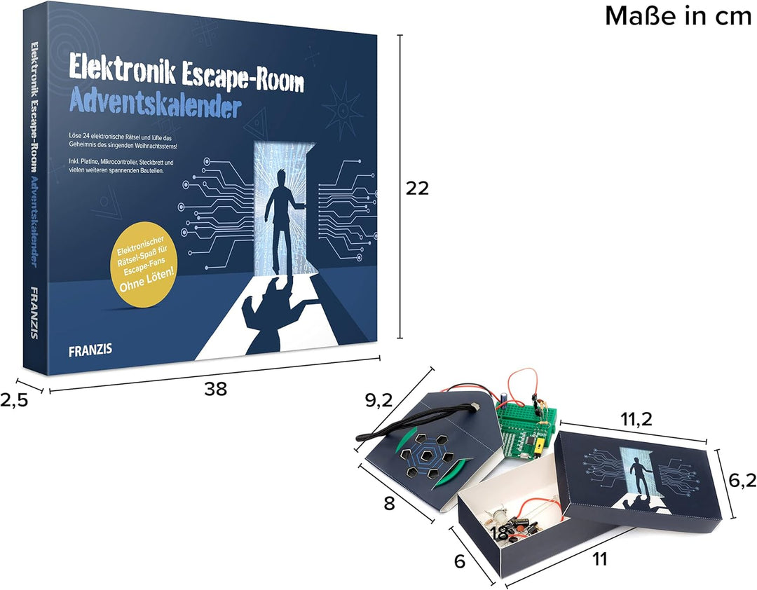 FRANZIS 67154 - Elektronik Escape Room Adventskalender, 24 Tage elektronischer Rätselspass, ohne Löt