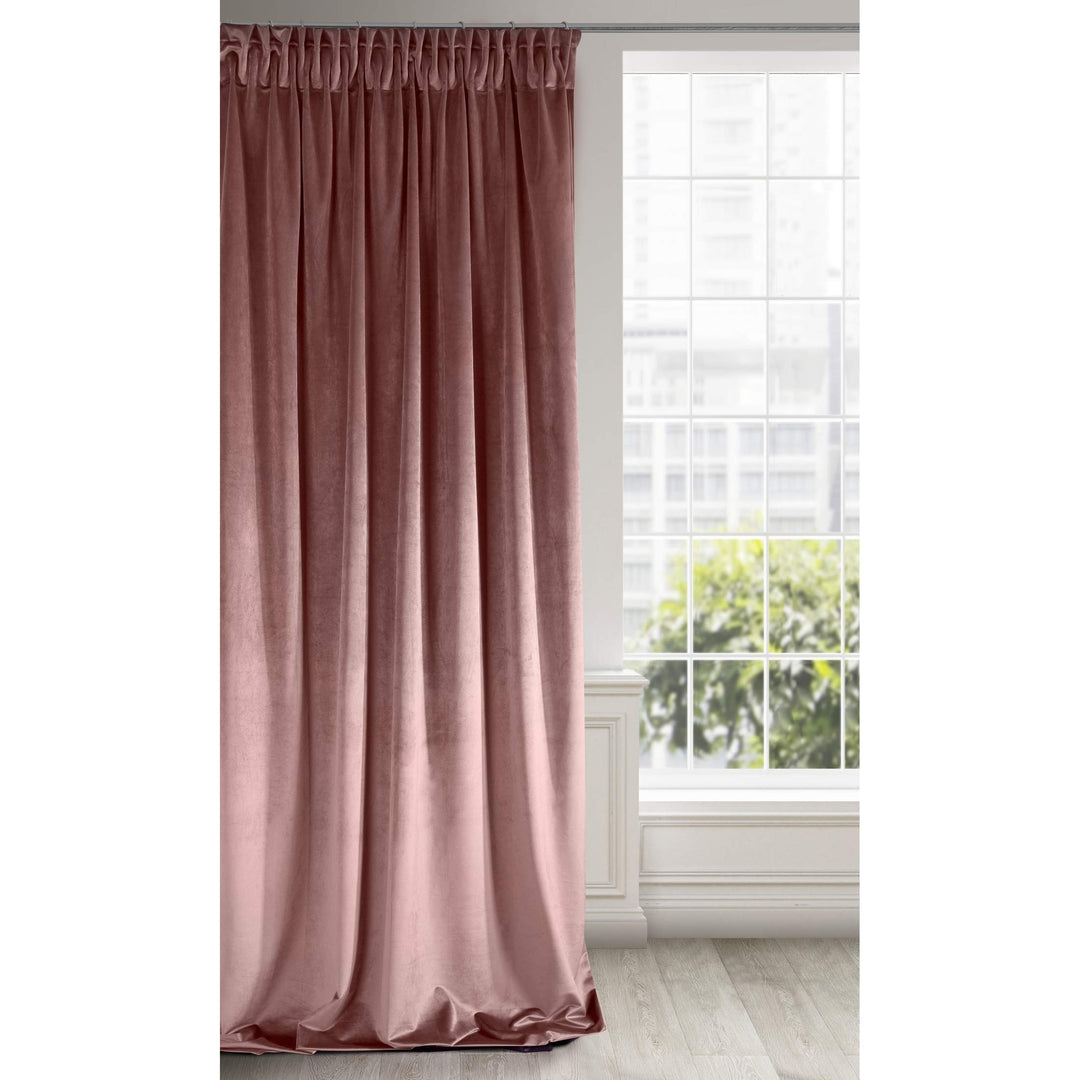 Eurofirany Ria Vorhang Velvet Dunkelrosa Samt 1 STK. Weich Kräuselband Edel Elegant Hochwertig Glamo
