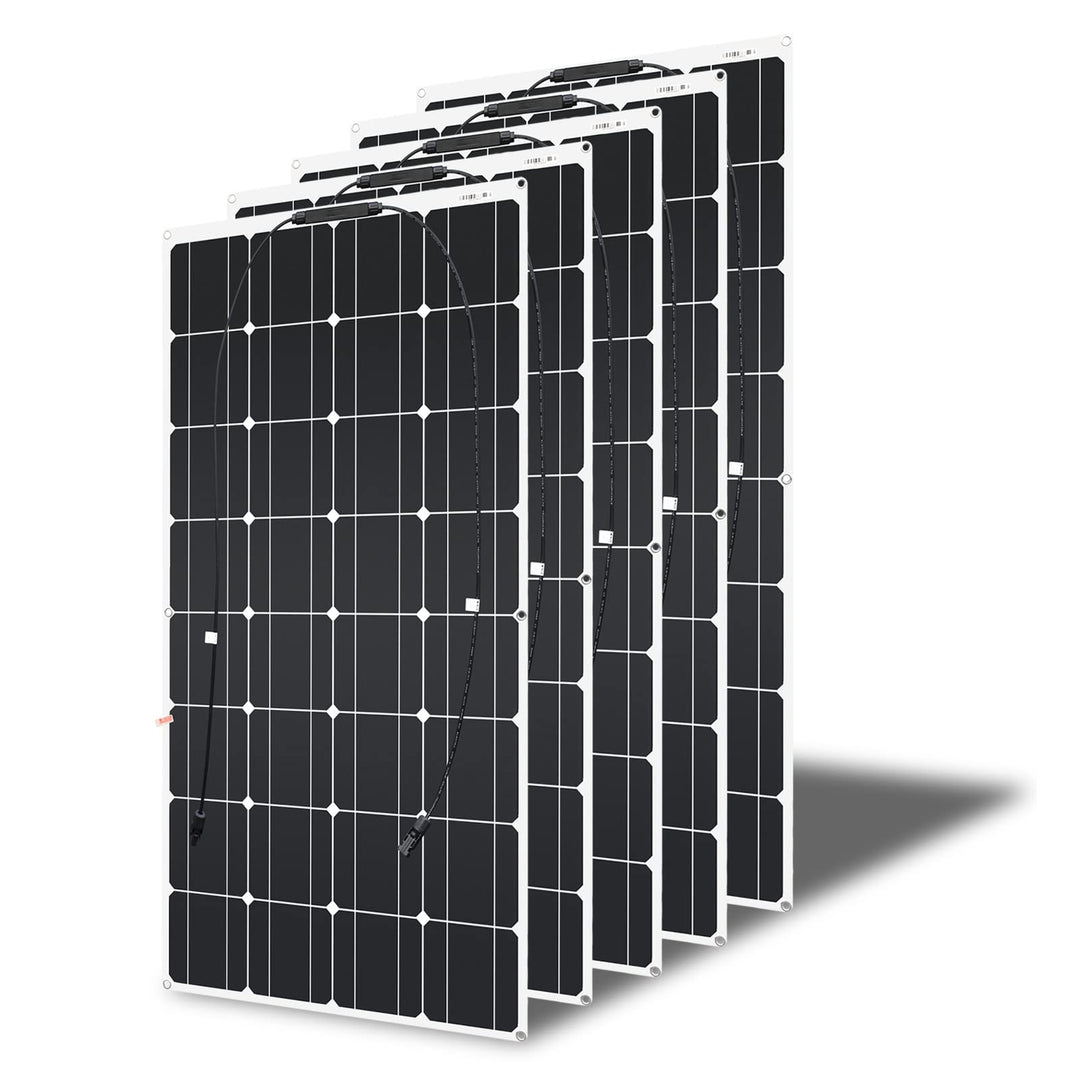 500W 12V Flexibles Solarmodul（5 X 100W）Monokristallin Solarpanel Ladegerät Outdoor mit Ladekabel für