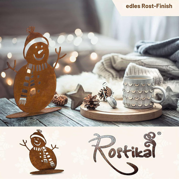 Rostikal | Winterdeko Schneemann Rost Gartendeko Weihnachten | 20 cm hoch