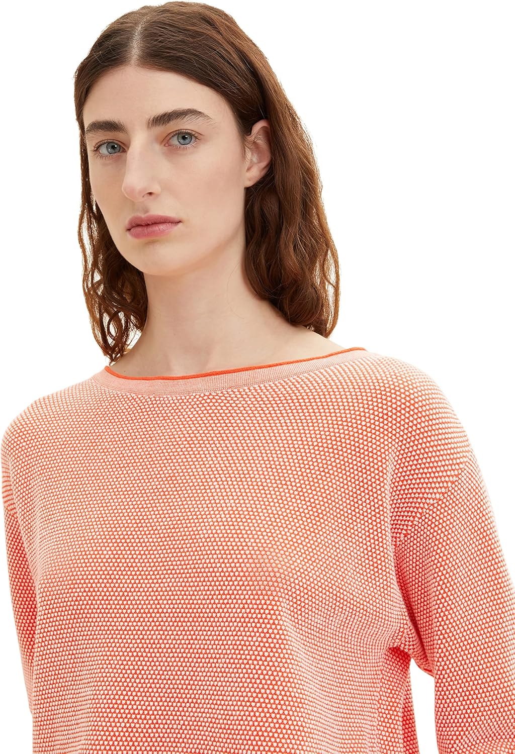 TOM TAILOR Damen Strickpullover aus Bio-Baumwolle XS 31310 - Red Bubble Structure, XS 31310 - Red Bu