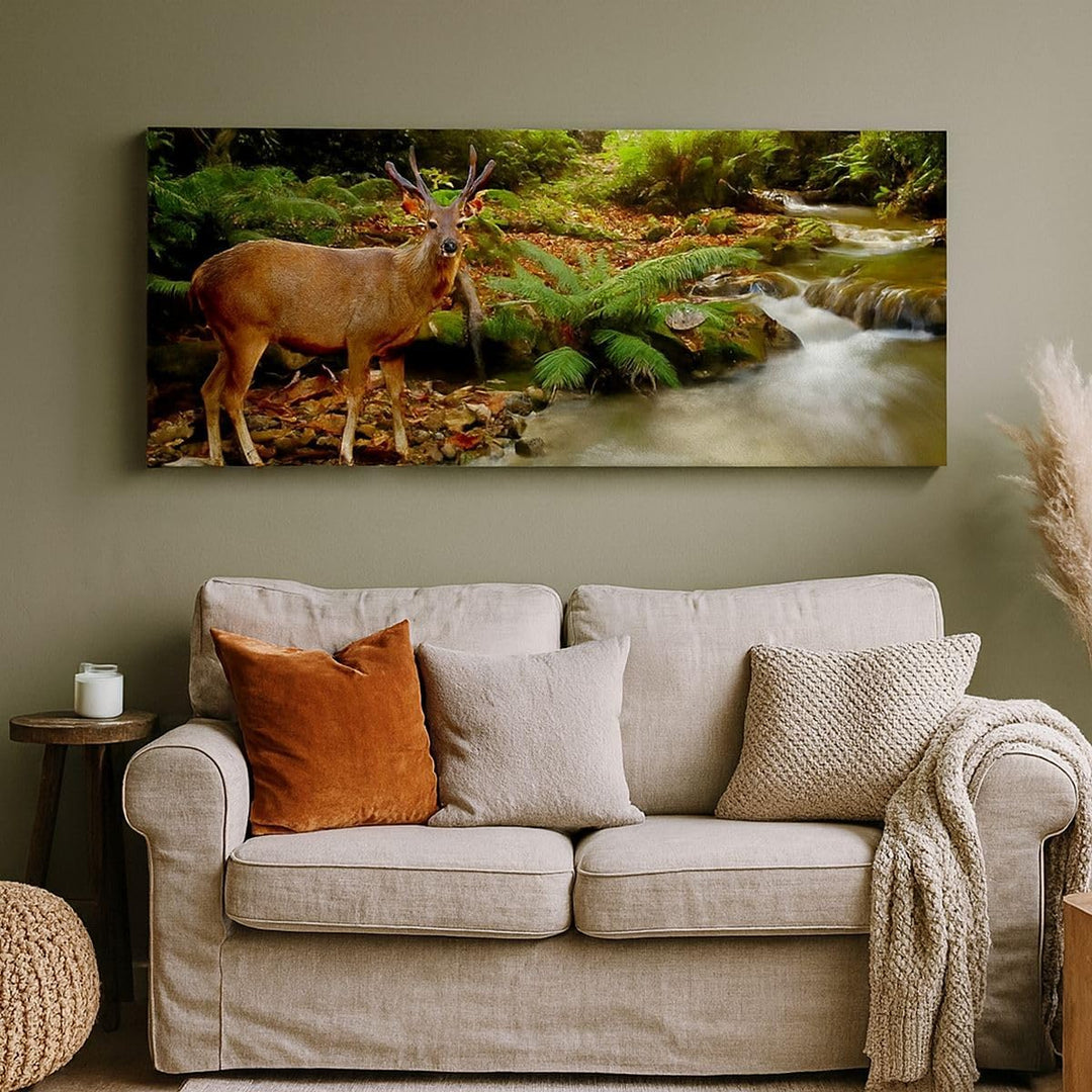 Panorama Bilder auf Leinwand 100x40cm Leinwandbild Herbst berg strom landschaft Gross Wanddeko Bild