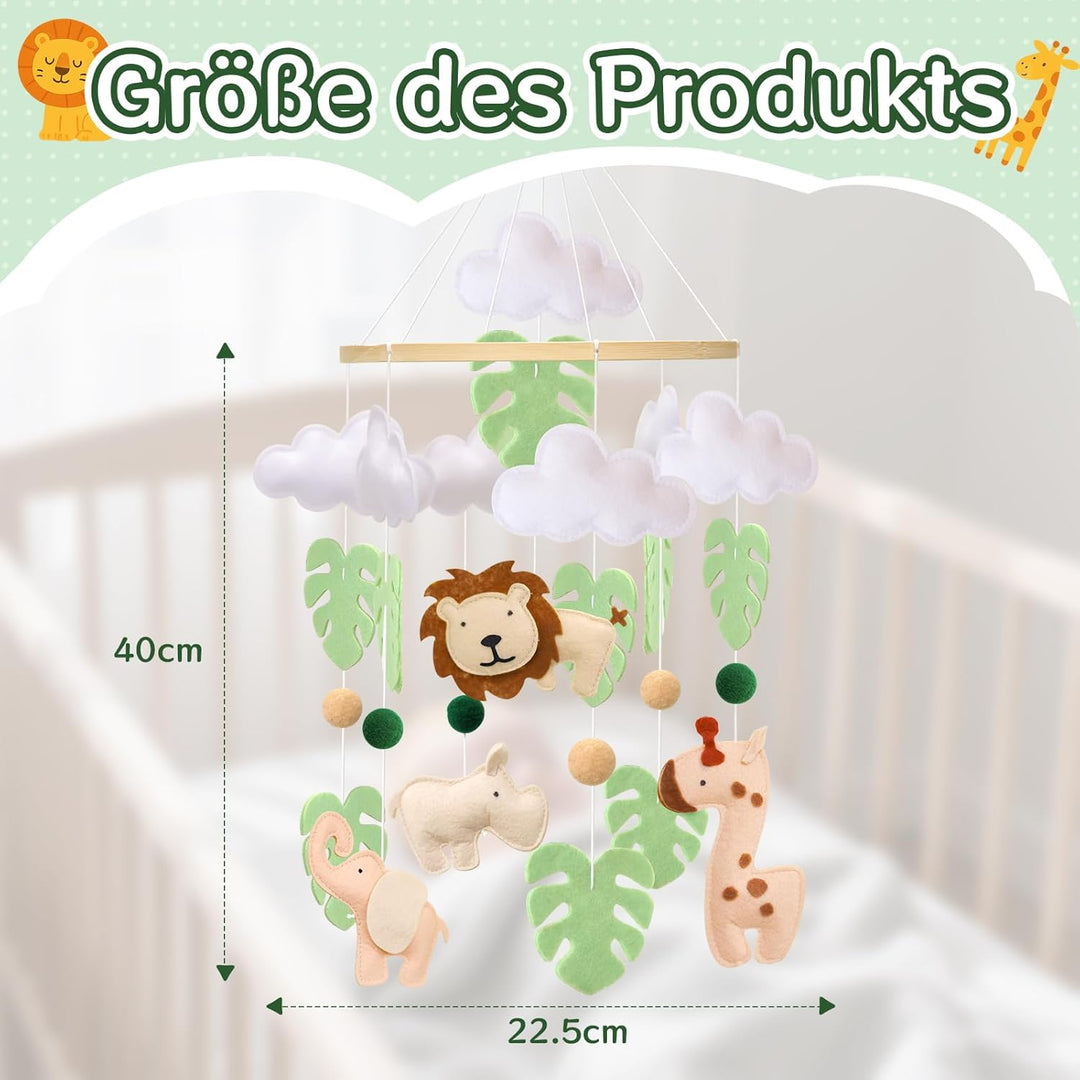Giraffe Löwe Mobile Baby Windspiel Elefant Wald Tiere Babybett Mobile, Grüne Blätter Baby Mobiles Kr