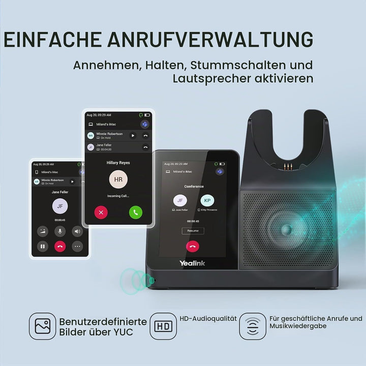 Yealink WH68 All-in-One UC-Workstation - DECT &amp; Bluetooth Wireless Headset mit 4-Zoll Touchscreen, H