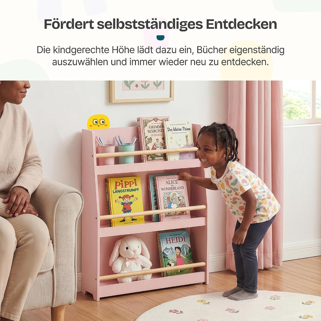 [en.casa] Kinder Bücherregal Virer Kinderregal mit 3 offenen Fächern Aufbewahrung Montessori Standre