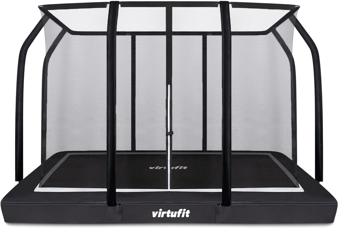 VirtuFit Premium Bodentrampolin mit Sicherheitsnetz - Schwarz - 213 x 305 cm