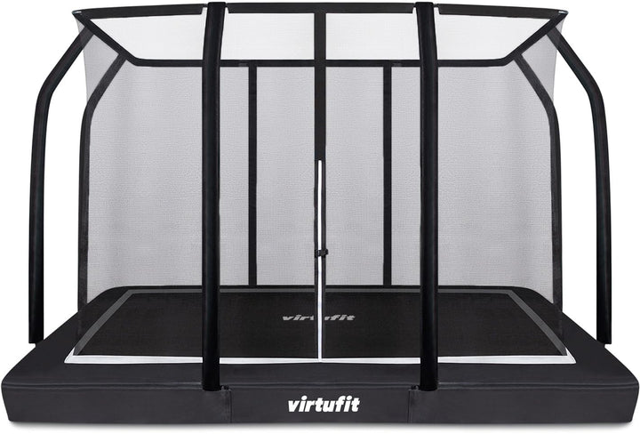 VirtuFit Premium Bodentrampolin mit Sicherheitsnetz - Schwarz - 213 x 305 cm
