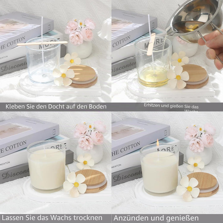 MILIVIXAY 12 Stück 284 ml klare, dicke Glas-Kerzengläser mit Deckel – leere Kerzengläser für die Her