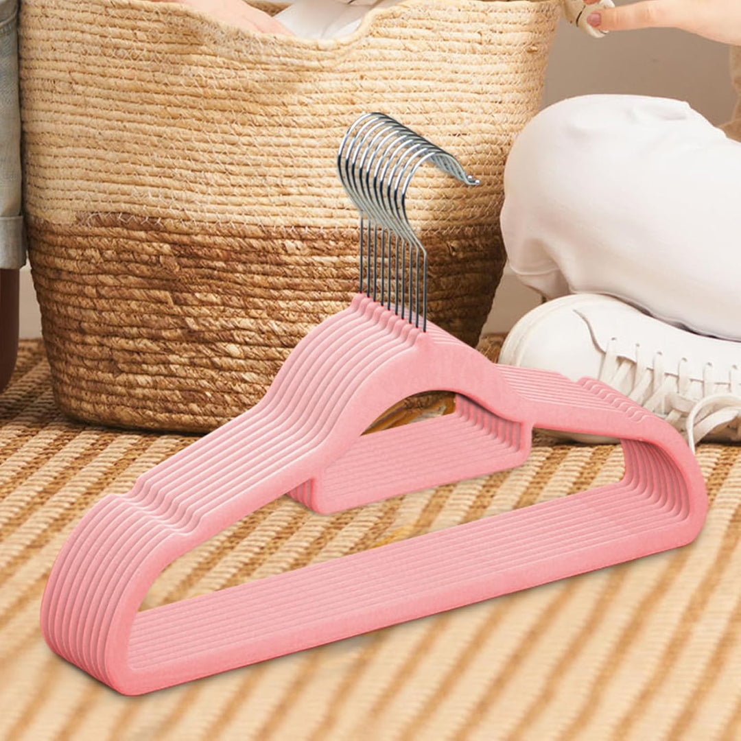 Samthanger,10 Stück Flockierte Spurenfreie Bügel | Platzsparende Nahtlose Organizer für Leggings Hos
