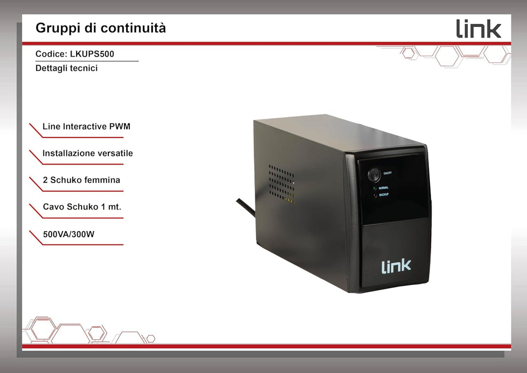 LINK LKUPS500 Unterbrechungsfreie Stromversorgung 500 VA 300 Watt