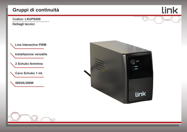 LINK LKUPS500 Unterbrechungsfreie Stromversorgung 500 VA 300 Watt