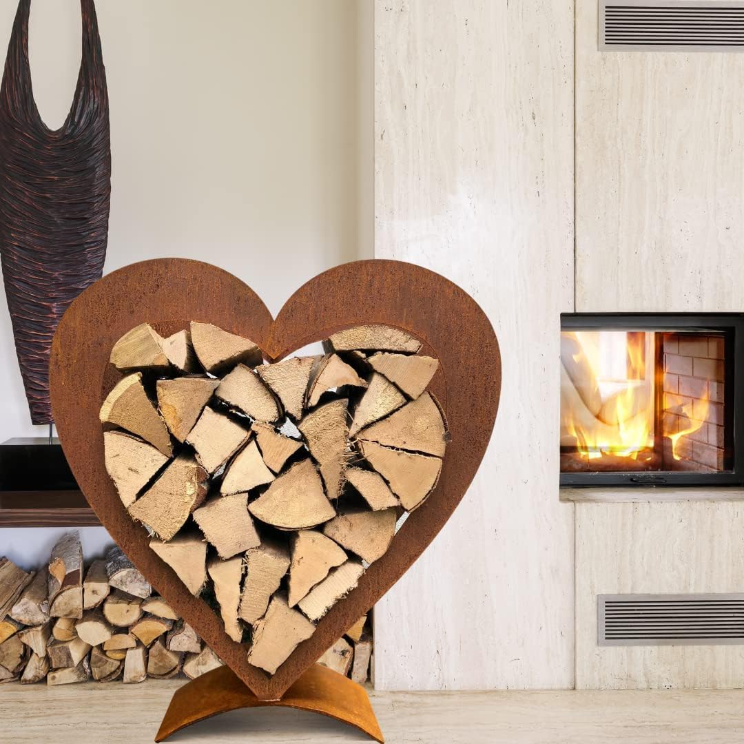 Edel Rost Herz Holzregal (ohne Holz) Made in Germany Edelrost Herz, Gartendeko Herz, Gartenfigur, (H