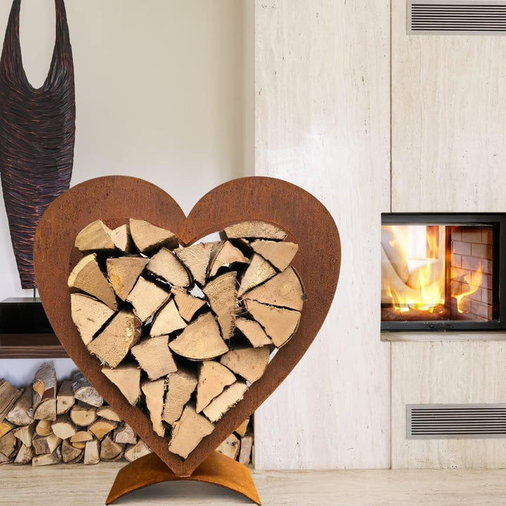 Edel Rost Herz Holzregal (ohne Holz) Made in Germany Edelrost Herz, Gartendeko Herz, Gartenfigur, (H