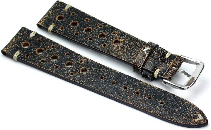 RIOS1931 Rallye Vintage Rindsleder Uhrenarmband handgemacht in Deutschland 18mm schratched rostig br