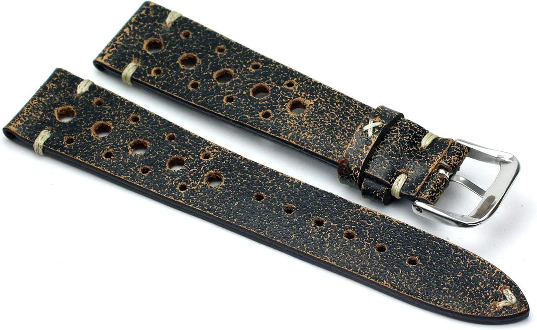 RIOS1931 Rallye Vintage Rindsleder Uhrenarmband handgemacht in Deutschland 19mm schratched rostig br