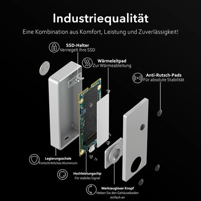 SABRENT SSD M.2 Gehäuse, Thunderbolt 3 SSD Docking Station USB C Aluminium Externes M2 NVMe Adapter,