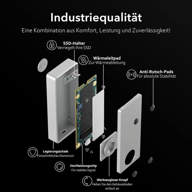 SABRENT SSD M.2 Gehäuse, Thunderbolt 3 SSD Docking Station USB C Aluminium Externes M2 NVMe Adapter,