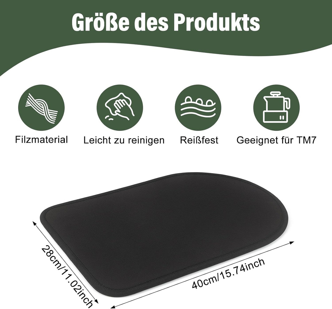 Filz Gleitbrett für Thermomix TM7, Passgenaue Rutschfeste Schutzmatte aus Filz für Vorwerk TM7 Zubeh