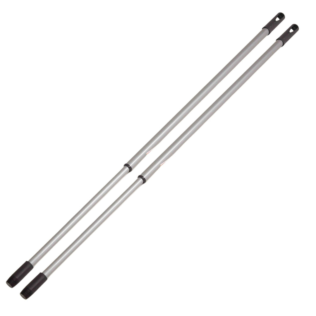 Novaliv 2er Set Teleskop Besenstiel mit Gewinde 79-130 cm Silber Metallstiel für Besen deutsches Gew