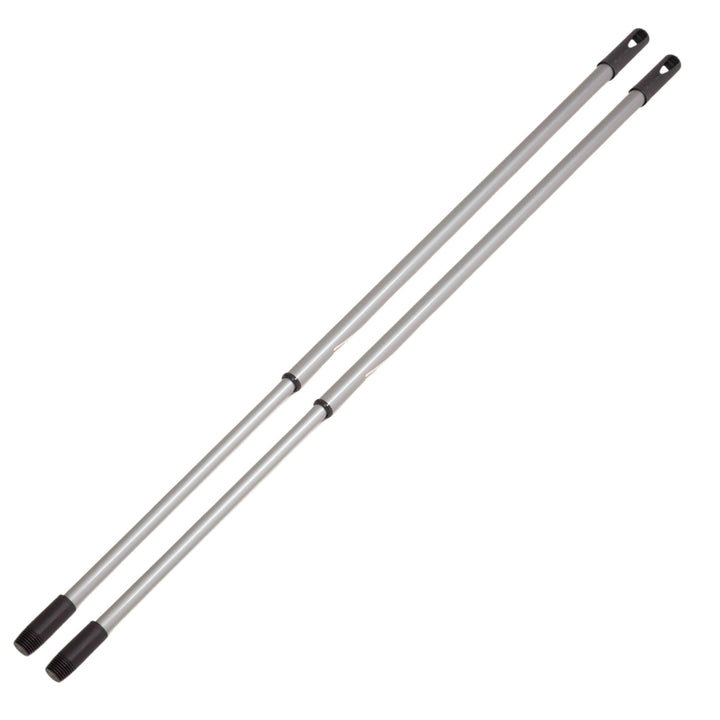 Novaliv 2er Set Teleskop Besenstiel mit Gewinde 79-130 cm Silber Metallstiel für Besen deutsches Gew