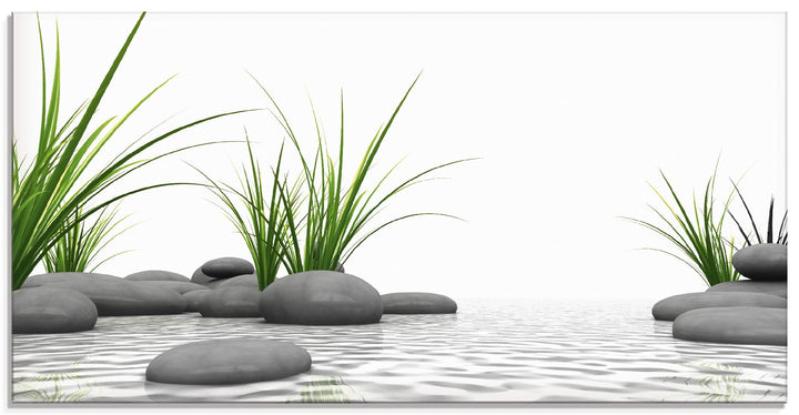 ARTland Glasbilder Wandbild Glas Bild einteilig 60x30 cm Querformat Wellness Zen 3D Steine Entspannu